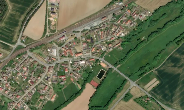 kaple Jména Panny Marie (Mladotice) – letecký pohled