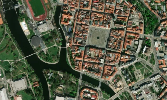 kaple Nejsvětější Trojice (České Budějovice 1) – letecký pohled