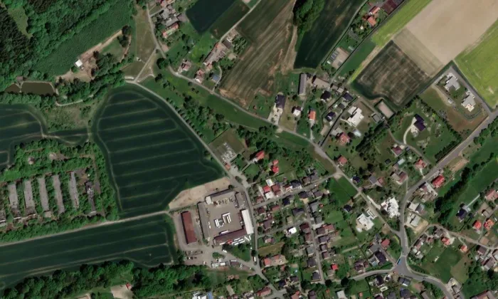 Kaple Nejsvětější Trojice (Markvartovice) – letecký pohled