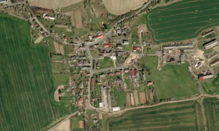 kaple Nejsvětějšího Srdce Ježíšova (Pšov) – letecký pohled