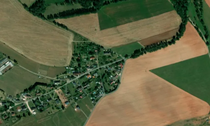 kaple Nejsvětějšího Srdce Ježíšova (Oblanov) – letecký pohled