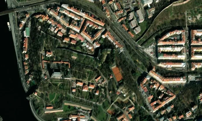 kaple Panny Marie Šancovské na Vyšehradě – letecký pohled
