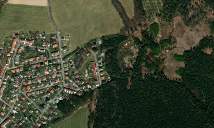 kaple Panny Marie Lurdské – letecký pohled