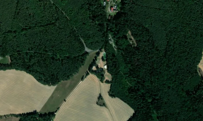 kaple sv. Jana Nepomuckého – letecký pohled