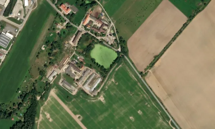 kaple svaté Anežky (Týn nad Vltavou) – letecký pohled