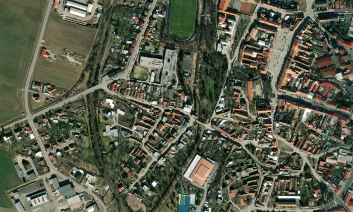 Kaple svaté Anny (Moravské Budějovice) – letecký pohled