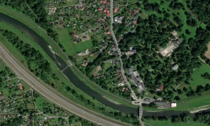 kaple svaté Anny v Karviné Darkově – letecký pohled