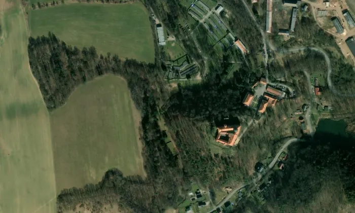 kaple svaté Barbory (Chotyně) – letecký pohled