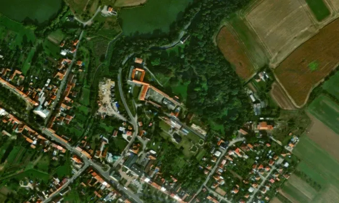 kaple svaté Barbory (Křižanov) – letecký pohled