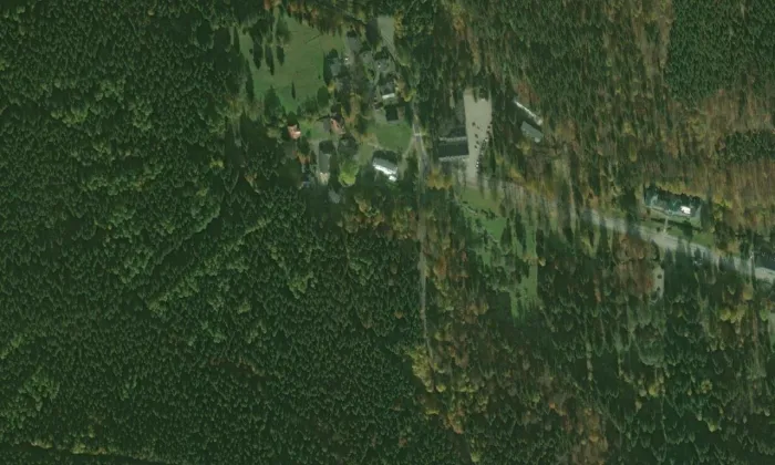 kaple svatého Huberta (Karlova Studánka) – letecký pohled