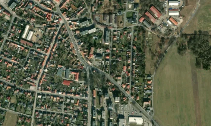 kaple svatého Isidora (Nové Strašecí) – letecký pohled