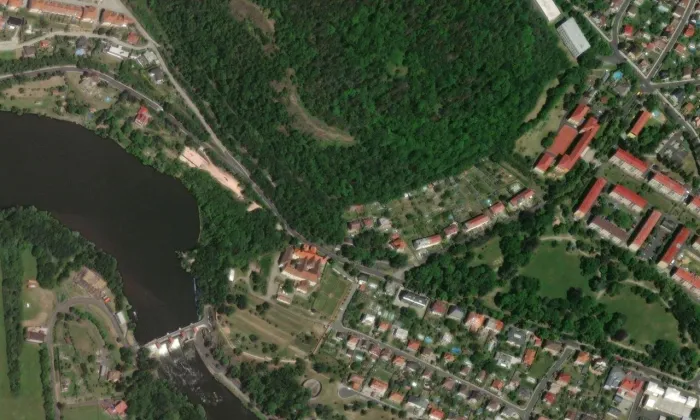 Kaple svatého Jana Křtitele (Kadaň) – letecký pohled