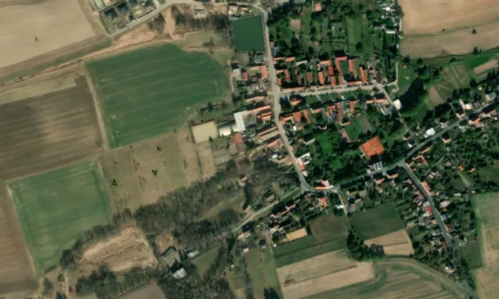 kaple svatého Jana Křtitele (Ledce) – letecký pohled