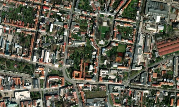 kaple svatého Kříže (Prostějov) – letecký pohled