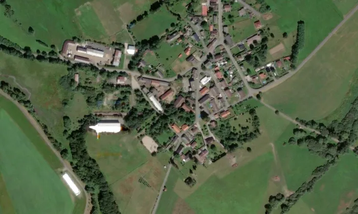 Kaplička Panny Marie – letecký pohled
