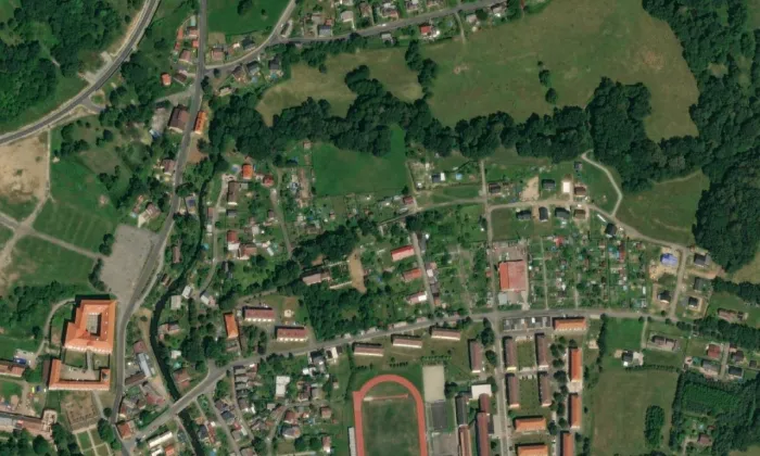 Klášter kapucínů v Zákupech – letecký pohled