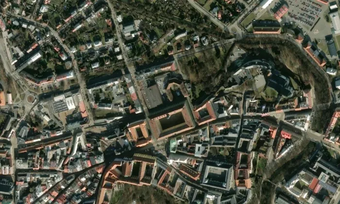 Klášter kartuziánů v Olomouci – letecký pohled