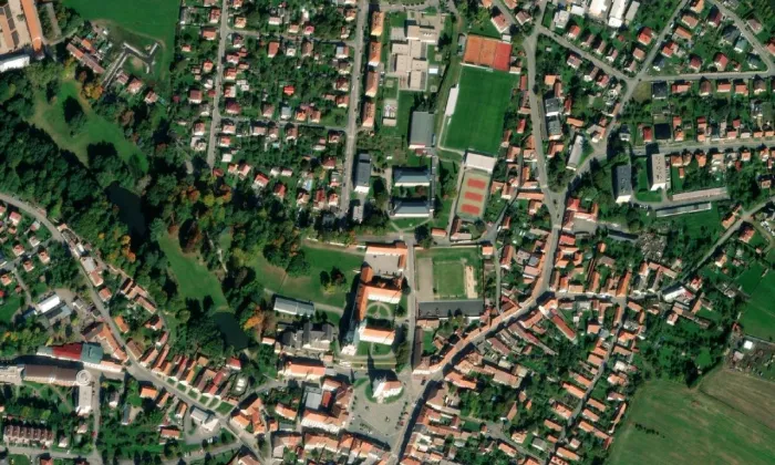 Klášter Pacov – letecký pohled