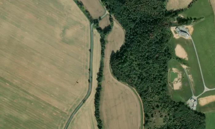 Komberk – letecký pohled
