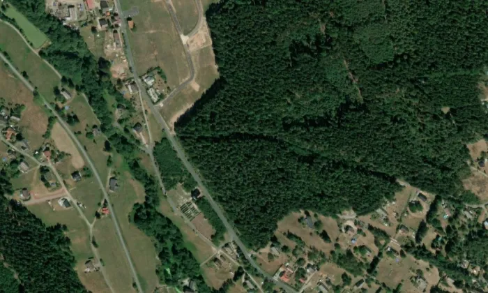 kostel (kaple) svaté Anny – letecký pohled