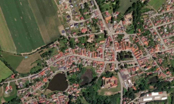 kostel Božího Těla (Červená Řečice) – letecký pohled