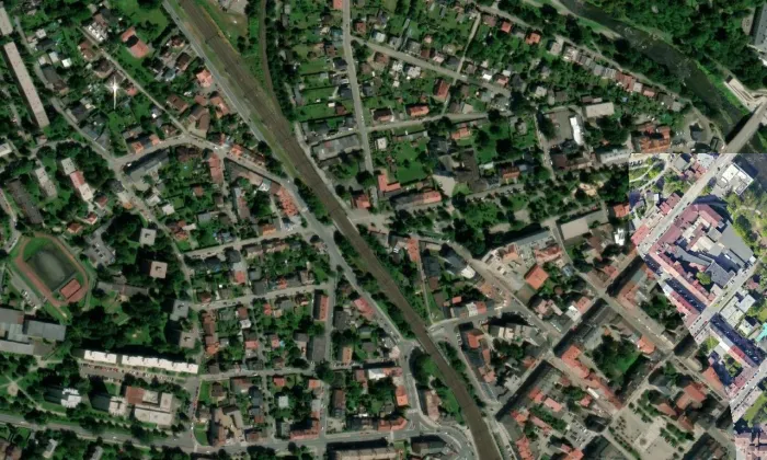 kostel Božského Srdce Páně (Český Těšín) – letecký pohled