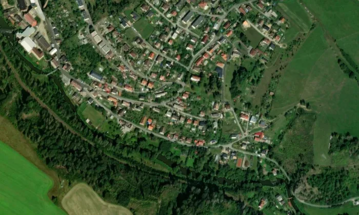 kostel Božského srdce Páně (Malý Beranov) – letecký pohled