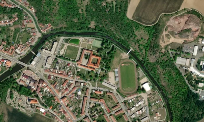 kostel Matky Boží – letecký pohled
