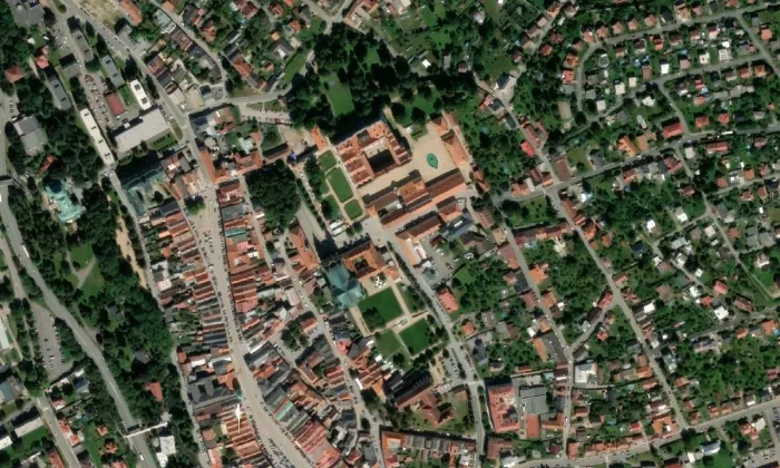 Kostel Nalezení svatého Kříže (Litomyšl-Město) – letecký pohled