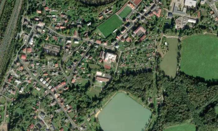 kostel Nanebevstoupení Páně (Nové Sedlo) – letecký pohled