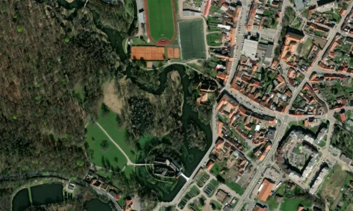 Kostel Nanebevzetí Panny Marie (Blatná) – letecký pohled