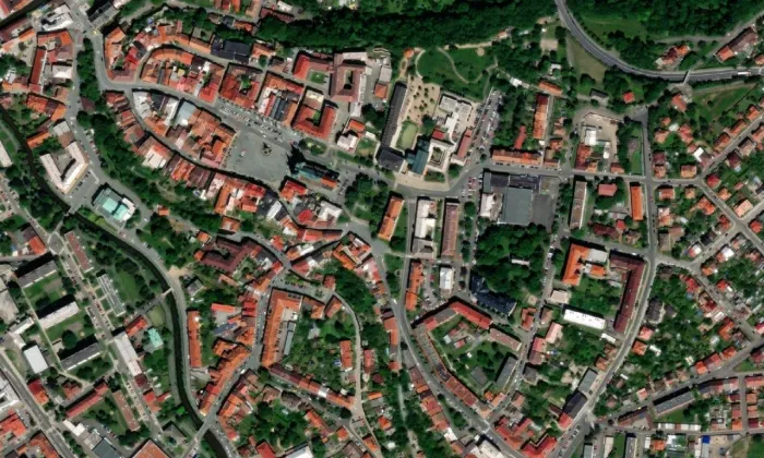 Kostel Nanebevzetí Panny Marie (Chrudim I) – letecký pohled