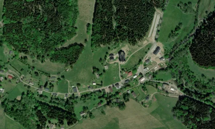 Kostel Nanebevzetí Panny Marie (Neratov) – letecký pohled