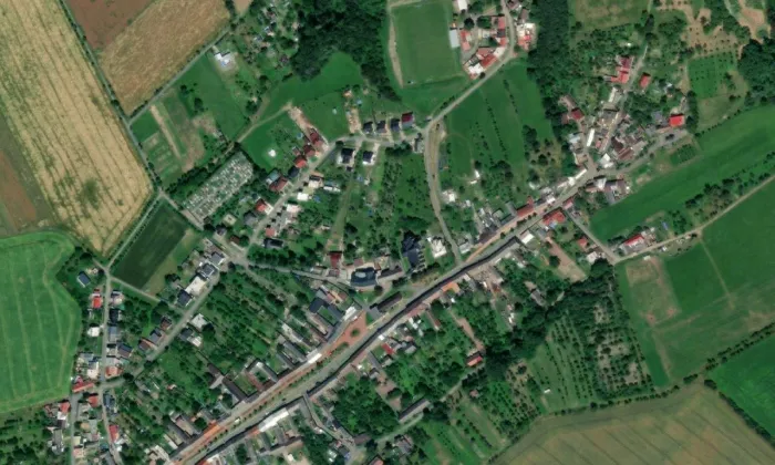 kostel Nanebevzetí Panny Marie (Stará Ves) – letecký pohled