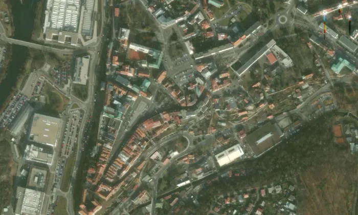 kostel Nanebevzetí Panny Marie  v Mladé Boleslavi – letecký pohled