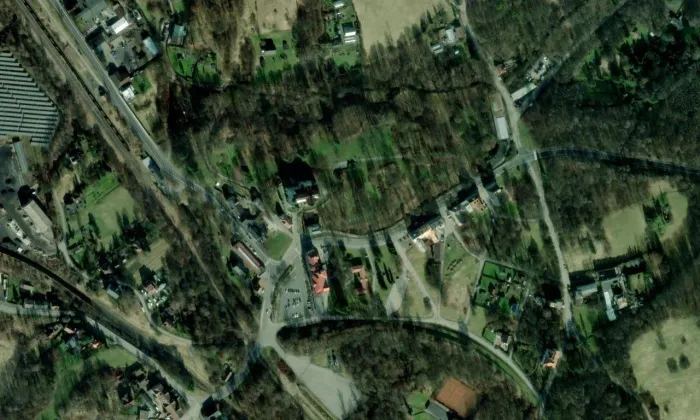 Kostel Narození Panny Marie – letecký pohled
