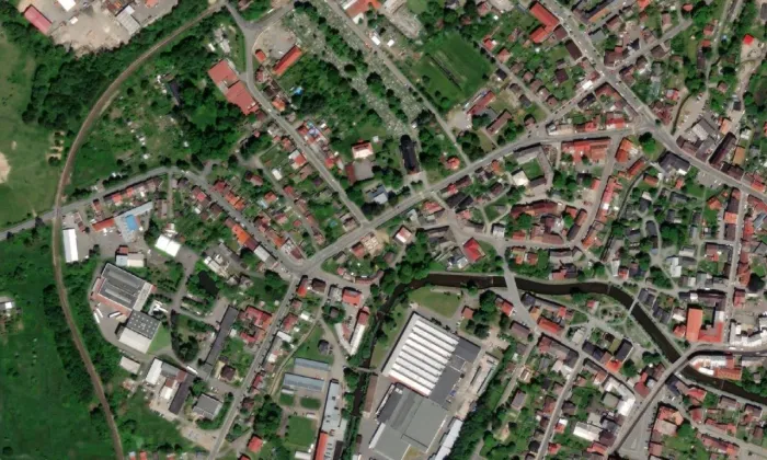 kostel Narození Panny Marie (Hlinsko) – letecký pohled