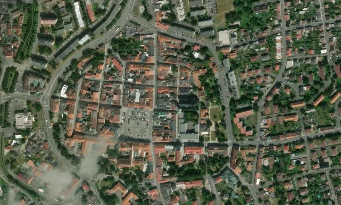 Kostel Narození Panny Marie (Klatovy I) – letecký pohled