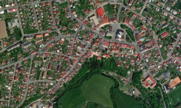 Kostel Narození svatého Jana Křtitele (Přibyslav) – letecký pohled