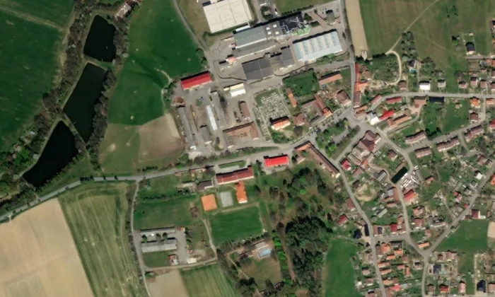 kostel Navštívení Panny Marie (Choustník) – letecký pohled