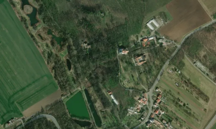 Kostel Navštívení Panny Marie (Lechovice) – letecký pohled