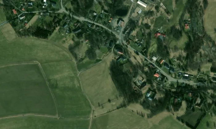 Kostel Navštívení Panny Marie (Staré Oldřůvky) – letecký pohled