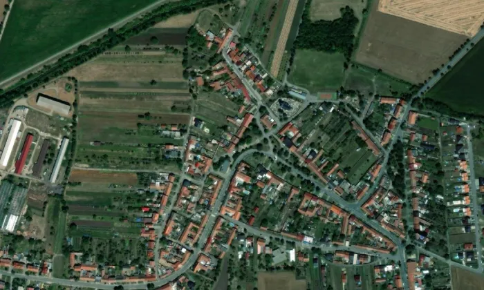 kostel Nejsvětější Trojice (Žatčany) – letecký pohled