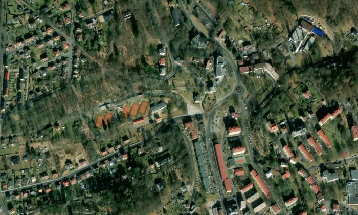 Kostel Nejsvětější Trojice (Aš) – letecký pohled