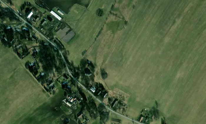 Kostel Nejsvětější Trojice (Albrechtice u Rýmařova) – letecký pohled