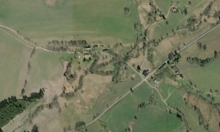 kostel Nejsvětější Trojice (Liboc) – letecký pohled