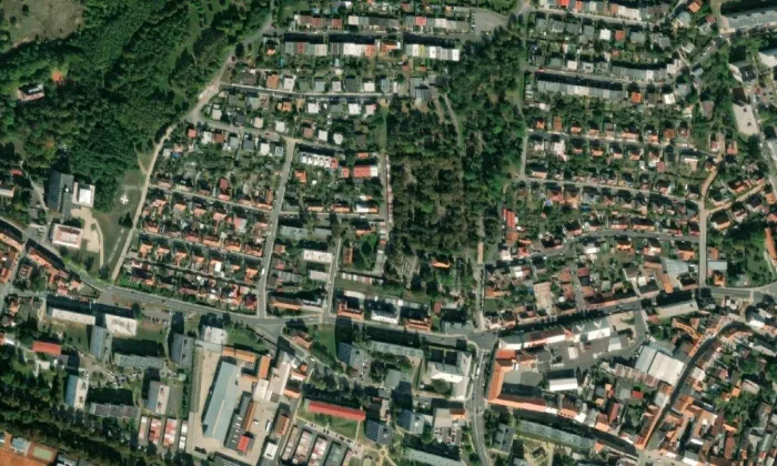 Kostel Nejsvětější Trojice (Rakovník II) – letecký pohled