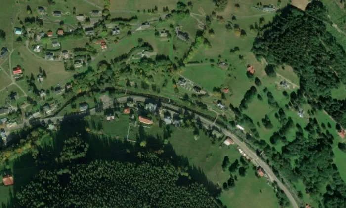 kostel Nejsvětější Trojice (Velká Úpa) – letecký pohled