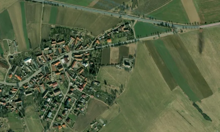 kostel Nejsvětější Trojice (Vysoké Studnice) – letecký pohled