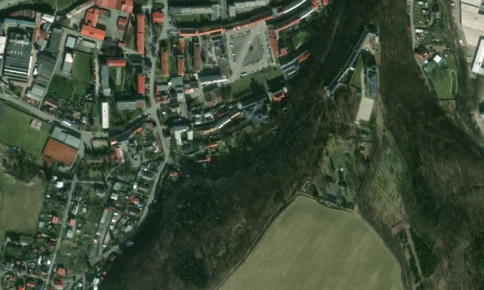 Kostel Nejsvětější Trojice ve Fulneku – letecký pohled
